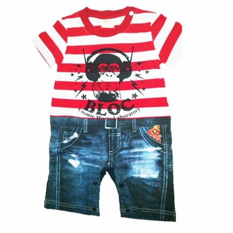 Costum bebe crazy monkey Cool Elves, rosu,